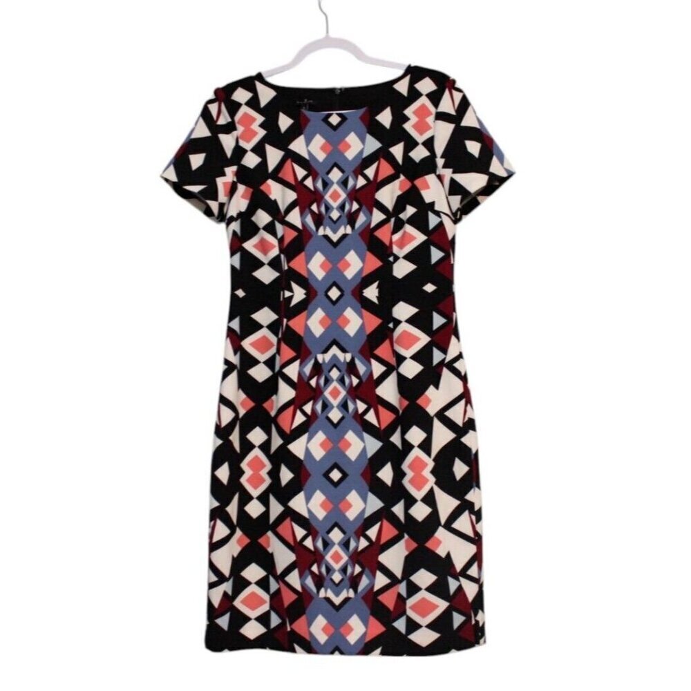 NWOT Talbots Sheath Dress Size 4 Multicolor Geometric Preppy Career Office Work